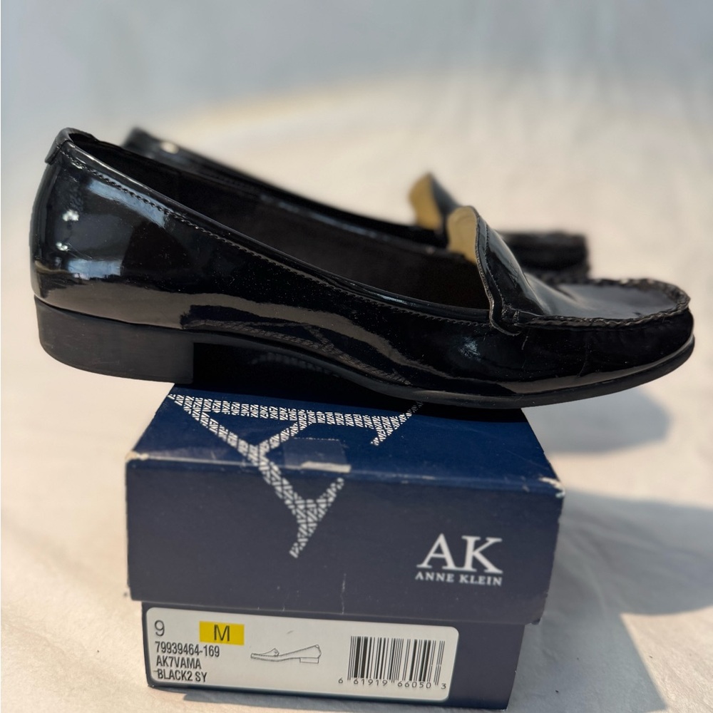Anne Klein Glossy Black Loafers